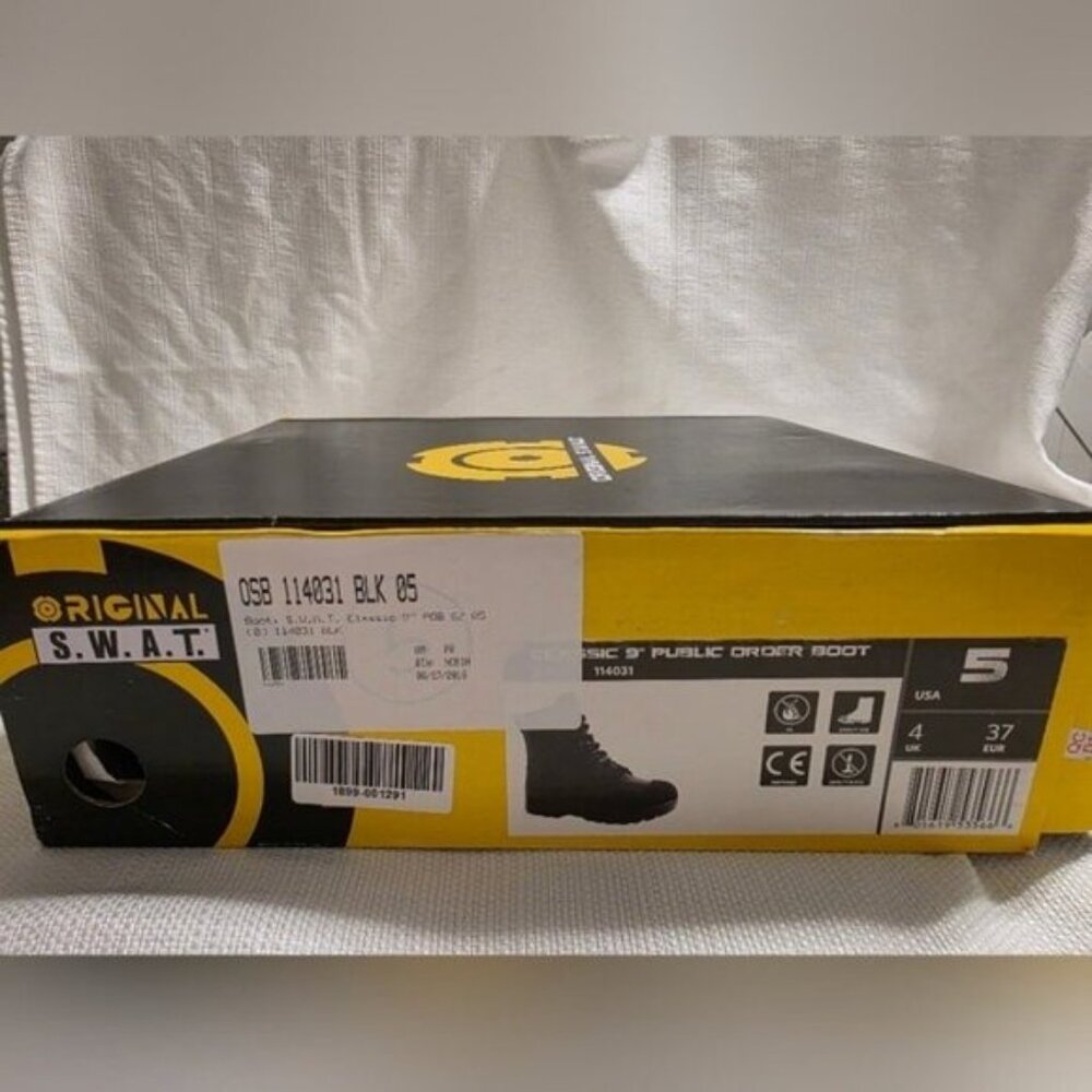Original S.W.A.T. Classic 9" Tactical Boots Black Size 5 Waterproof Safety Toe - Picture 8 of 16